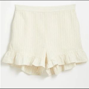 Loft Beach Striped Ruffle Shorts